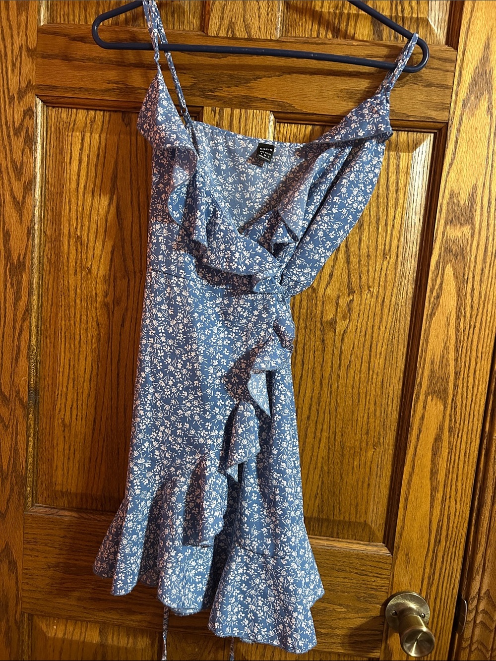 SHEIN Blue Floral Ruffle Mini Dress